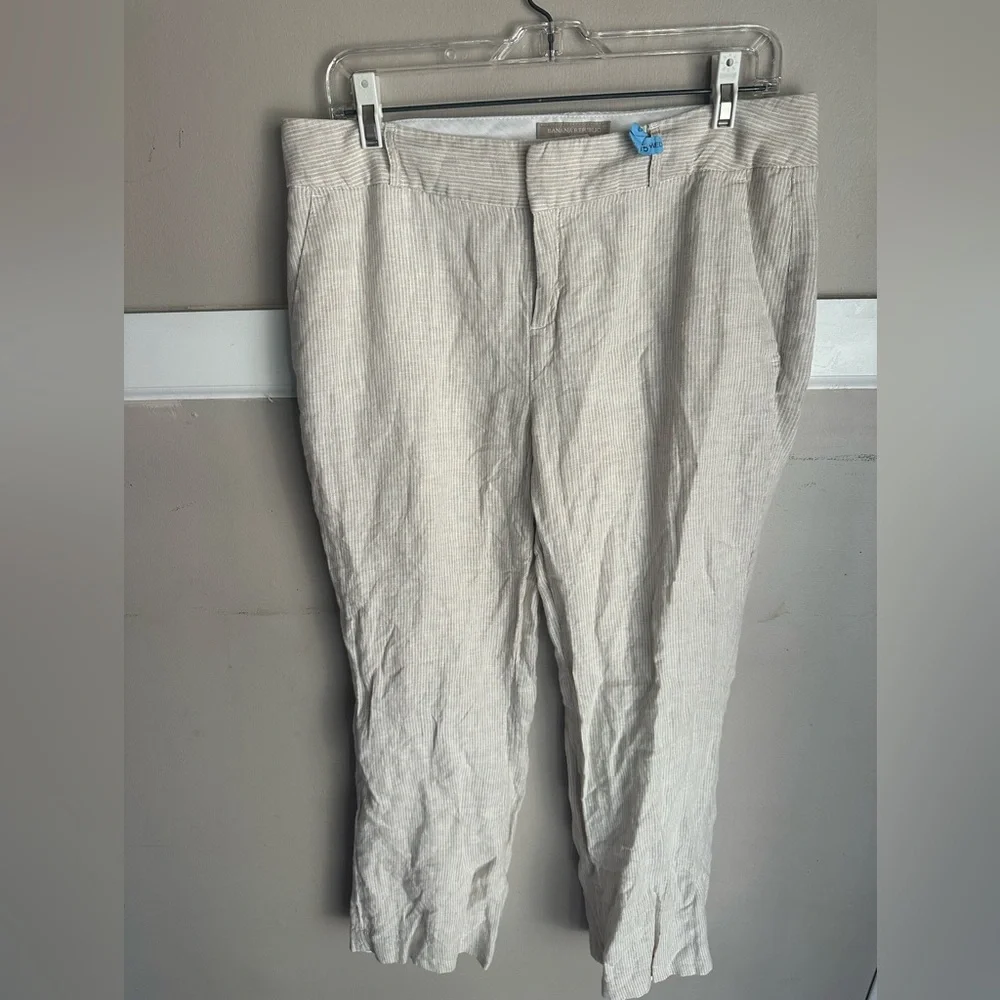 Banana Republic 💯 Linen Women’s Strip Pant Size 10
